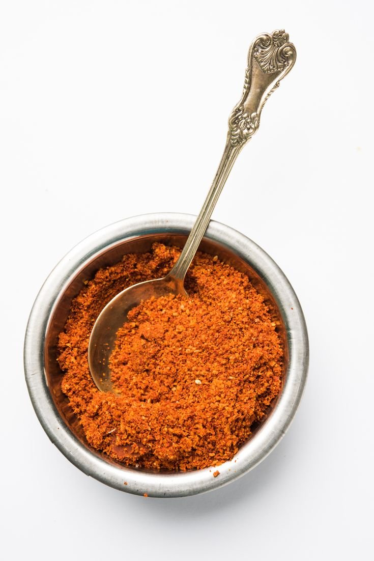 garlic, coconut and red chilly dry red chutney typically used in vada pav, selective focus