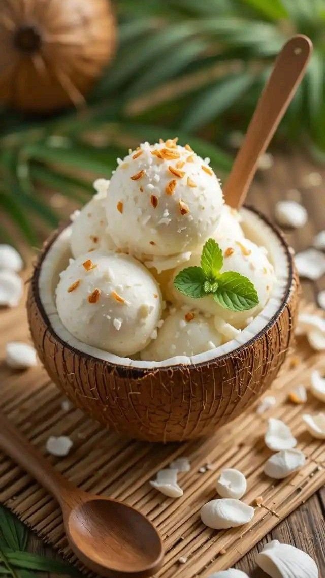 yummy coconut vanilla ice cream😋